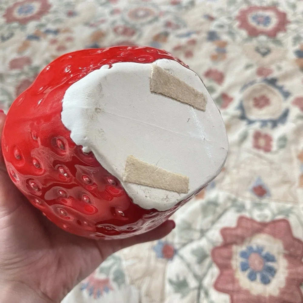Vtg Ceramic Strawberry Jar With Lid Japan‎ Cottagecore Trinket Jar Farm Granny